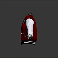 Red and White Baseball Jacket With N Letter Logo White Sleeves And Black Trim