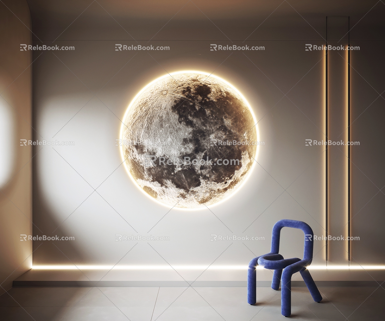 Modern moon lamp moon wall lamp 3d model