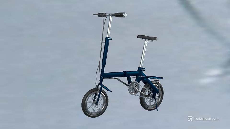Blue Folding Bicycle With Small Wheels Lightweight Frame And Compact Design 3d model 