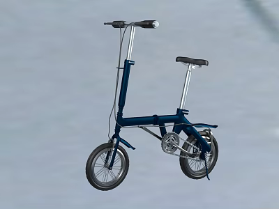 Blue Folding Bicycle With Small Wheels Lightweight Frame And Compact Design 3d model
