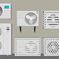 Various Wall Mounted And Standing Air Conditioner Fans With Different Cooling Designs