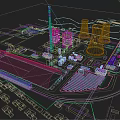 Industrial Factory Complex Featuring Cooling Towers Chimney Solar Panels And Buildings