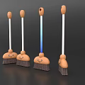 Cute Decorative Brush Figurine Set With Smiley Face Orange Head White Handle And Blue Gradient