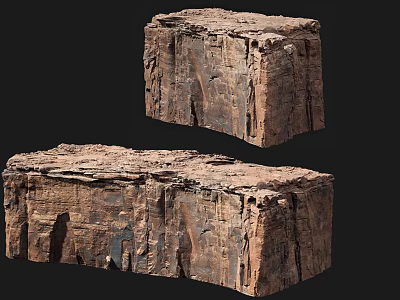 Natural Stone And Wood Blocks Display With Rough Textured Surfaces And Solid Structure 3d model