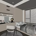 Serene Tatami Bedroom Interior With Natural Light Desk Chair Window Blinds And Storage Cabinets