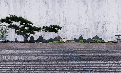 Japanese style landscape sketch dry landscape sketch 3d model