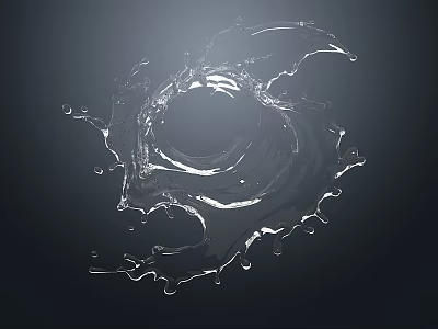 Water Fountain Dynamic Splashing Water Forming Circular Whirlpool Against Dark Background 3d model