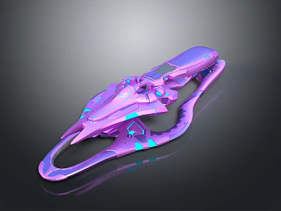 Futuristic Purple Sci Fi Vehicle With Glowing Blue Accents And Aerodynamic Design 3d model