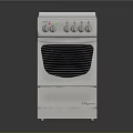 White Kitchen Cooking Appliance Electric Stove With Oven Door Ventilated Design And Control Knobs 3d model
