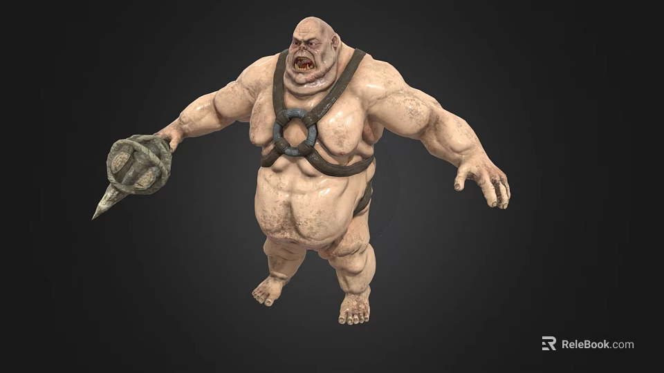 Large Muscular Creature With Weapon And Fierce Expression Design 3d model