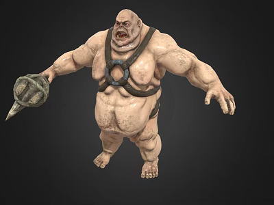 Large Muscular Creature With Weapon And Fierce Expression Design 3d model