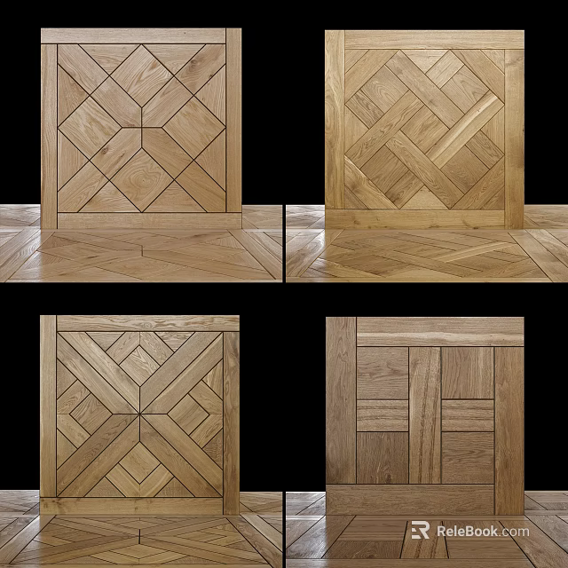 Wooden Flooring With Various Geometric Patterns 3d model