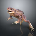 Realistic Spotted Toad With Large Eyes Leaping On Dark Background