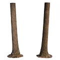 Two Wooden Tree Trunks With Stone Bases For Decorative Purposes