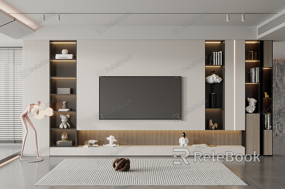 Modern TV background wall model