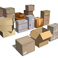 Cardboard Boxes In Various Sizes Stacked Open And Closed For Storage And Packaging