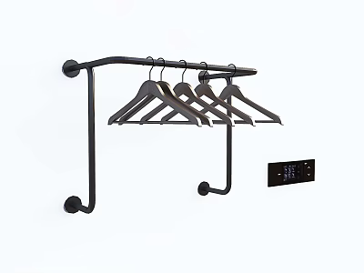 Modern Black Wall Mounted Hangers Rack With Multiple Hangers For Closet 3d model