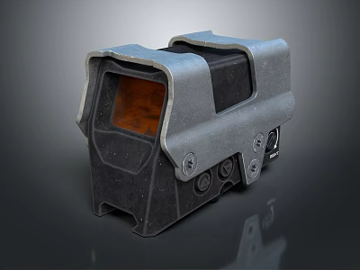 Gray Black Tactical Optical Red Dot Sight With Orange Lens And Compact Design 3d model