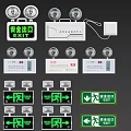 Various Wall Mounted Safety Exit Signs And Fire Emergency Alarm Devices