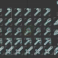 Pixel Style Colorful Weapons Collection With Axes Hammers Swords Bows And Forks