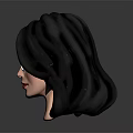3D Model of a Woman with Black Curly Hair White Glasses Green Eyes Red Lips