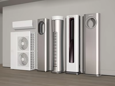 Modern Air Conditioning Fans Featuring Various Styles And Sleek Silver Finish 3d model