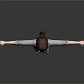 3D Child Model Standing With Arms Outstretched In Gray Jacket And Blue Shoes