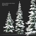 Three Snow Covered Evergreen Trees With White Snow On Green Branches 3d model