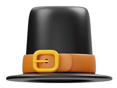 Stylish Black Hat With Orange Band And Yellow Buckle Design 3d model
