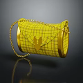 Stylish Yellow Plaid Bag With Gold Chain Strap And Golden Hardware Details