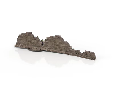 Modern Broken Brick Wall Structure with Rough Texture in Minimal Scene 3d model
