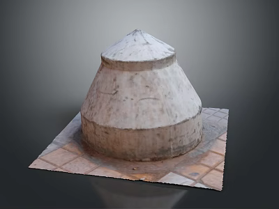 Ancient Dome Shaped Stone Structure Landscape With Square Brick Base And Weathered Surface 3d model