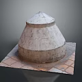 Ancient Dome Shaped Stone Structure Landscape With Square Brick Base And Weathered Surface