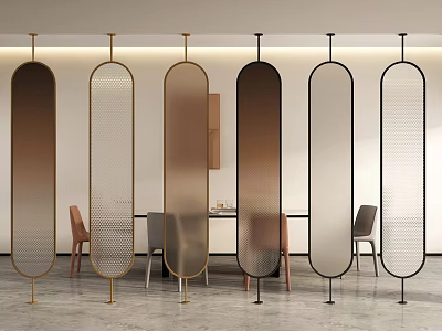 Stylish Modern Interior Partitions With Different Metal Frame And Pattern Designs 3d model