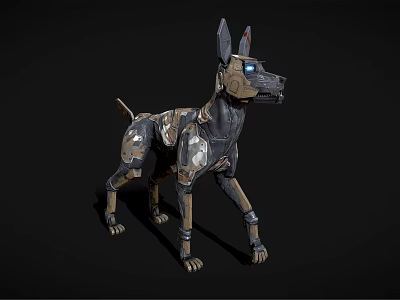 Smart Machine Dog With Futuristic Robotic Metallic Structure And Blue Mechanical Eyes 3d model