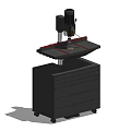 Industrial Equipment Workbench With Black Body Motor And Drawer Cabinet Red Guide Lines