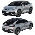 Volkswagen Silver Electric Car With Sleek Design Front Face Rear End Black Wheels