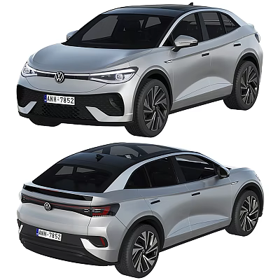 Volkswagen Silver Electric Car With Sleek Design Front Face Rear End Black Wheels 3d model