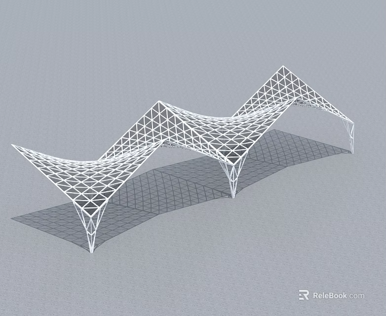 Modern Swing Door With White Grid Pattern And Wave Shaped Structure 3d model 