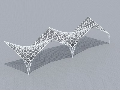 Modern Swing Door With White Grid Pattern And Wave Shaped Structure 3d model