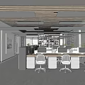 Modern Public Office Area Public Office Area Computer Desk Bookcase Partition Cabinet 3d model
