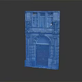 Classical Style Entrance Door With Red Wooden Panel And Stone Carved Decorations