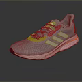Gray Mesh Sports Shoes With Pink Accents Three Stripe Logo And White Orange Sole For Daily Use