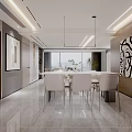Modern Living Dining Room Interior With Beige L-shaped Sofa Marble Coffee Table And Floor Lamp