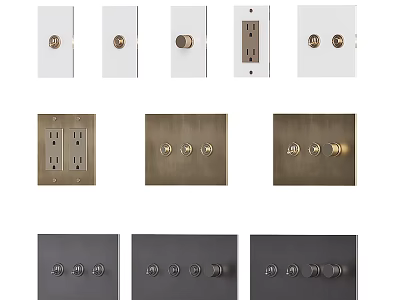 Various Electrical Switch And Outlet Plates In White Brass Gray Designs 3d model