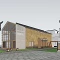 Rural Self-built House Under Construction With Wooden Frame Courtyard And Surrounding Buildings