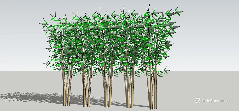 Green Leafy Trees With Brown Trunks In Row For Garden Landscaping 3d model 