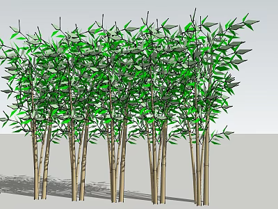 Green Leafy Trees With Brown Trunks In Row For Garden Landscaping 3d model