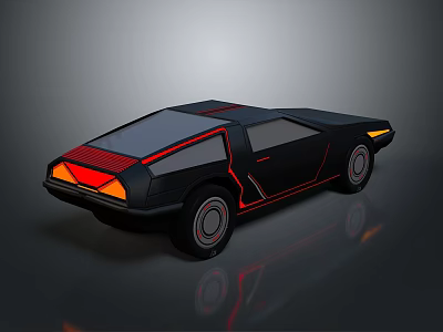 Black Futuristic Sports Car With Red Accent Lines And Shiny Exterior Design 3d model