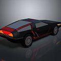 Black Futuristic Sports Car With Red Accent Lines And Shiny Exterior Design